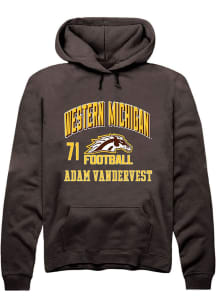 Adam Vandervest Rally Mens Brown Western Michigan Broncos NIL Arch Logo Hooded Sweatshirt