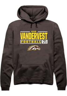 Adam Vandervest Rally Mens Brown Western Michigan Broncos NIL Stacked Box Hooded Sweatshirt