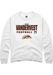 Adam Vandervest Rally Mens White Western Michigan Broncos NIL Stacked Box Crew Sweatshirt