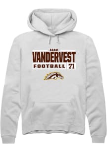 Adam Vandervest Rally Mens White Western Michigan Broncos NIL Stacked Box Hooded Sweatshirt