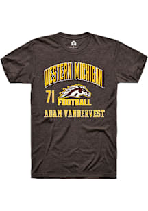 Adam Vandervest  Western Michigan Broncos Brown Rally Football NIL Arch Logo Short Sleeve T Shirt