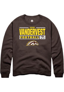 Adam Vandervest Rally Mens Brown Western Michigan Broncos NIL Stacked Box Crew Sweatshirt