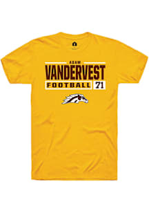 Adam Vandervest  Western Michigan Broncos Gold Rally Football NIL Stacked Box Short Sleeve T Shirt