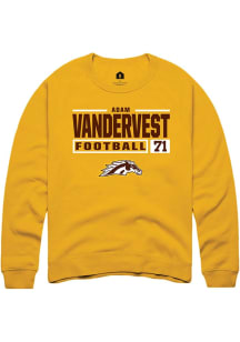 Adam Vandervest Rally Mens Gold Western Michigan Broncos NIL Stacked Box Crew Sweatshirt