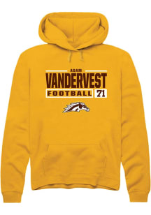 Adam Vandervest Rally Mens Gold Western Michigan Broncos NIL Stacked Box Hooded Sweatshirt