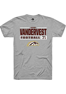Adam Vandervest  Western Michigan Broncos Grey Rally Football NIL Stacked Box Short Sleeve T Shirt