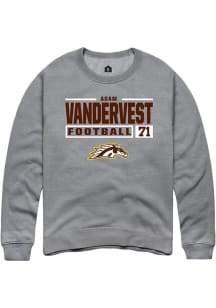 Adam Vandervest Rally Mens Grey Western Michigan Broncos NIL Stacked Box Crew Sweatshirt