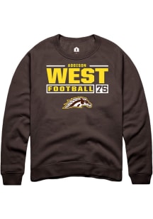 Addison West Rally Mens Brown Western Michigan Broncos NIL Stacked Box Crew Sweatshirt