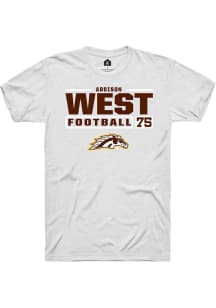 Addison West White Western Michigan Broncos NIL Stacked Box Short Sleeve T Shirt