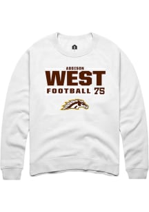 Addison West Rally Mens White Western Michigan Broncos NIL Stacked Box Crew Sweatshirt