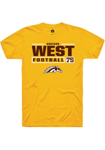Addison West Gold Western Michigan Broncos NIL Stacked Box Short Sleeve T Shirt