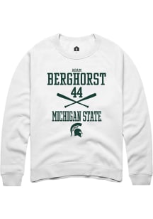 Adam  Berghorst Rally Mens White Michigan State Spartans NIL Sport Icon Crew Sweatshirt