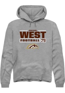 Addison West Rally Mens Grey Western Michigan Broncos NIL Stacked Box Hooded Sweatshirt