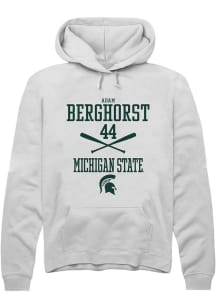 Adam  Berghorst Rally Mens White Michigan State Spartans NIL Sport Icon Hooded Sweatshirt