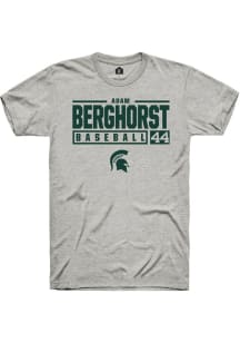 Adam  Berghorst Ash Michigan State Spartans NIL Stacked Box Short Sleeve T Shirt