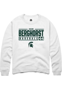 Adam  Berghorst Rally Mens White Michigan State Spartans NIL Stacked Box Crew Sweatshirt