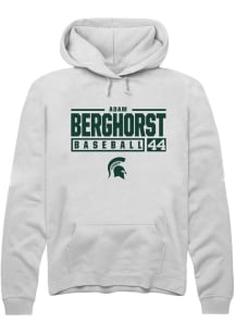 Adam  Berghorst Rally Mens White Michigan State Spartans NIL Stacked Box Hooded Sweatshirt