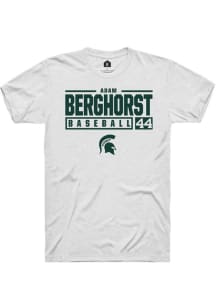 Adam  Berghorst White Michigan State Spartans NIL Stacked Box Short Sleeve T Shirt