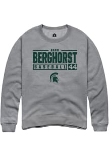 Adam  Berghorst Rally Mens Graphite Michigan State Spartans NIL Stacked Box Crew Sweatshirt