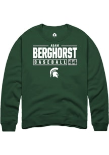 Adam  Berghorst Rally Mens Green Michigan State Spartans NIL Stacked Box Crew Sweatshirt