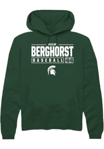 Adam  Berghorst Rally Mens Green Michigan State Spartans NIL Stacked Box Hooded Sweatshirt
