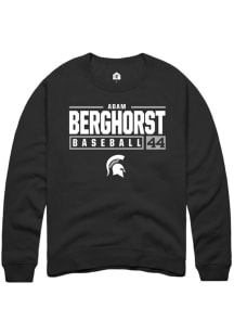 Adam  Berghorst Rally Mens Black Michigan State Spartans NIL Stacked Box Crew Sweatshirt