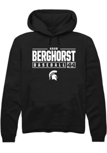 Adam  Berghorst Rally Mens Black Michigan State Spartans NIL Stacked Box Hooded Sweatshirt