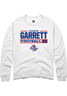 Daedrion Garrett Rally Mens White Tulsa Golden Hurricane NIL Stacked Box Crew Sweatshirt