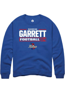 Daedrion Garrett Rally Mens Blue Tulsa Golden Hurricane NIL Stacked Box Crew Sweatshirt