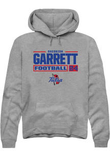 Daedrion Garrett Rally Mens Graphite Tulsa Golden Hurricane NIL Stacked Box Hooded Sweatshirt