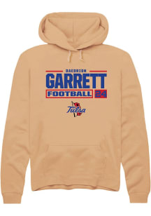 Daedrion Garrett Rally Mens Gold Tulsa Golden Hurricane NIL Stacked Box Hooded Sweatshirt