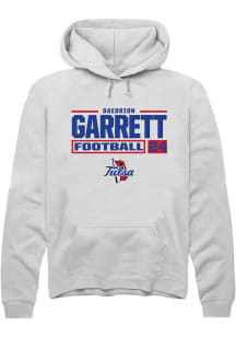 Daedrion Garrett Rally Mens White Tulsa Golden Hurricane NIL Stacked Box Hooded Sweatshirt