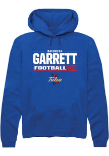 Daedrion Garrett Rally Mens Blue Tulsa Golden Hurricane NIL Stacked Box Hooded Sweatshirt