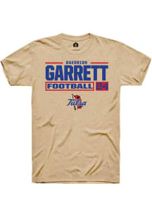 Daedrion Garrett Tan Tulsa Golden Hurricane NIL Stacked Box Short Sleeve T Shirt