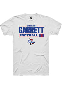 Daedrion Garrett White Tulsa Golden Hurricane NIL Stacked Box Short Sleeve T Shirt