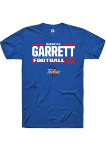 Daedrion Garrett Blue Tulsa Golden Hurricane NIL Stacked Box Short Sleeve T Shirt