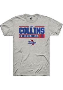 Dax Collins Ash Tulsa Golden Hurricane NIL Stacked Box Short Sleeve T Shirt