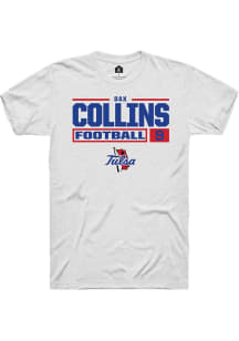 Dax Collins White Tulsa Golden Hurricane NIL Stacked Box Short Sleeve T Shirt