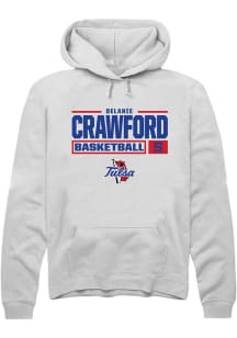 Delanie Crawford Rally Mens White Tulsa Golden Hurricane NIL Stacked Box Hooded Sweatshirt