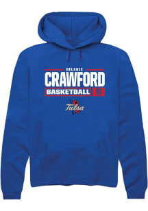 Delanie Crawford Rally Mens Blue Tulsa Golden Hurricane NIL Stacked Box Hooded Sweatshirt