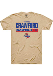 Delanie Crawford Tan Tulsa Golden Hurricane NIL Stacked Box Short Sleeve T Shirt