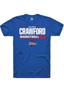 Delanie Crawford Blue Tulsa Golden Hurricane NIL Stacked Box Short Sleeve T Shirt