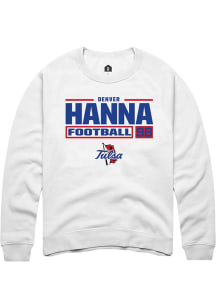 Denver Hanna Rally Mens White Tulsa Golden Hurricane NIL Stacked Box Crew Sweatshirt