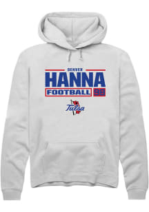 Denver Hanna Rally Mens White Tulsa Golden Hurricane NIL Stacked Box Hooded Sweatshirt