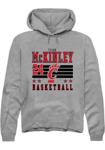 Tyler McKinley Rally Mens Grey Cincinnati Bearcats NIL Striped Hooded Sweatshirt