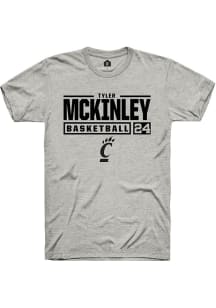 Tyler McKinley Ash Cincinnati Bearcats NIL Stacked Box Short Sleeve T Shirt