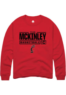 Tyler McKinley Rally Mens Red Cincinnati Bearcats NIL Stacked Box Crew Sweatshirt