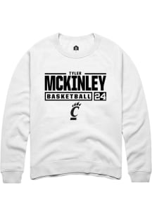 Tyler McKinley Rally Mens White Cincinnati Bearcats NIL Stacked Box Crew Sweatshirt