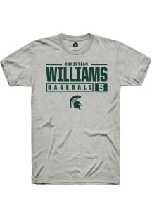 Christian Williams Ash Michigan State Spartans NIL Stacked Box Short Sleeve T Shirt