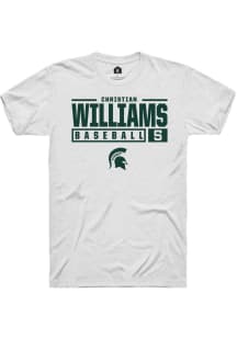 Christian Williams White Michigan State Spartans NIL Stacked Box Short Sleeve T Shirt